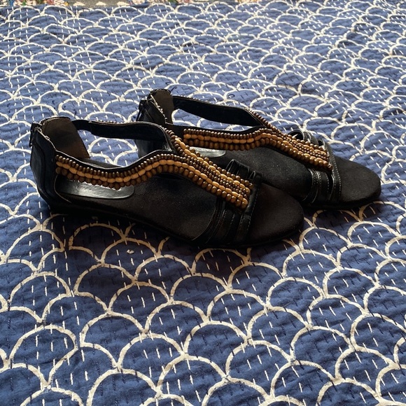 3 For $25! Black Comfy Beaded Sandals - Picture 2 of 5